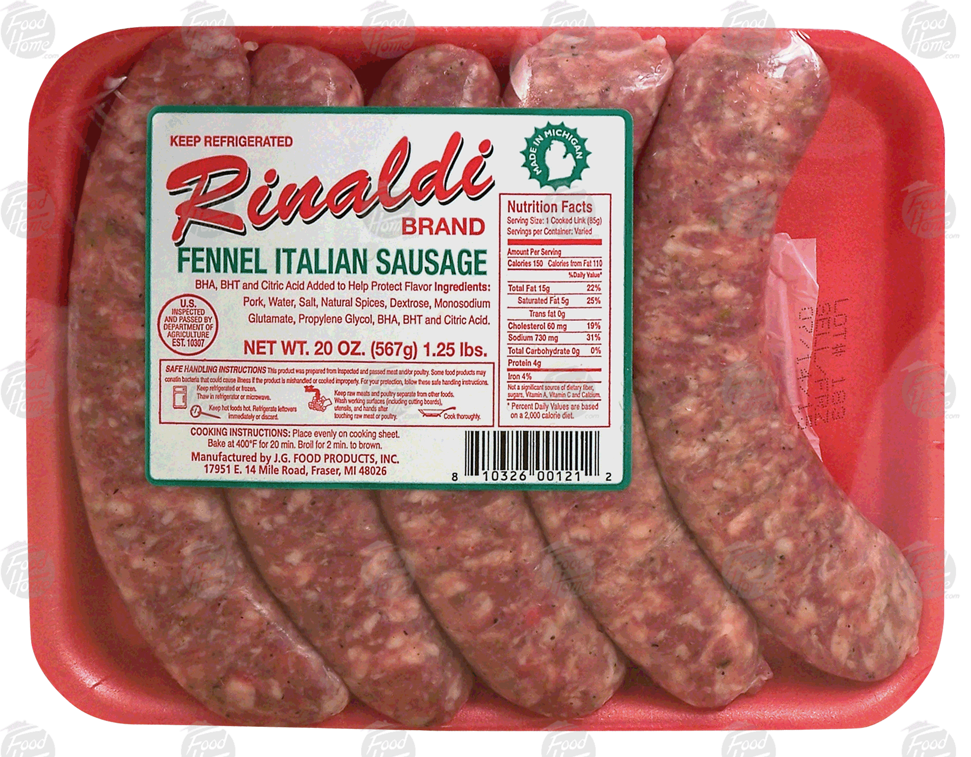 Rinaldi  fennel italian sausage, 5-count Full-Size Picture